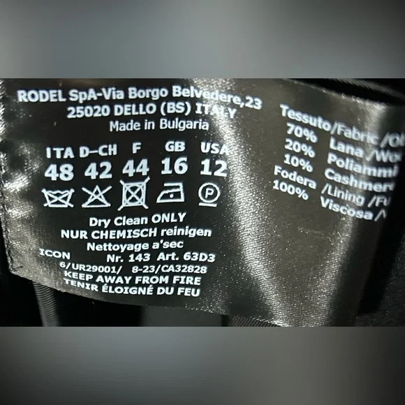 NWT! Cinzia Rocca Icons Wool/ Cashmere Coat With Stand up Collar Black size 12 - Picture 9 of 12